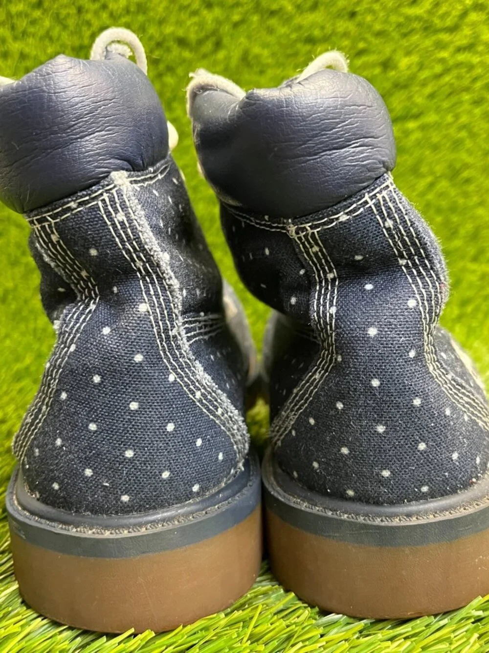Timberland Polka‎ Dot Boys Size 5.5Y Blue White Outdoor Lace Up Chukka Boots